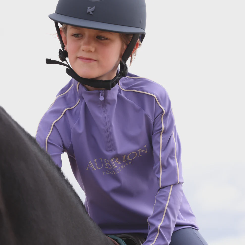 Aubrion Equestrian Long Sleeve Base Layer -Young Rider- Heather