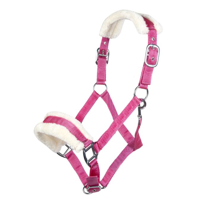 HKM Headcollar- Pink with Fleece Padding