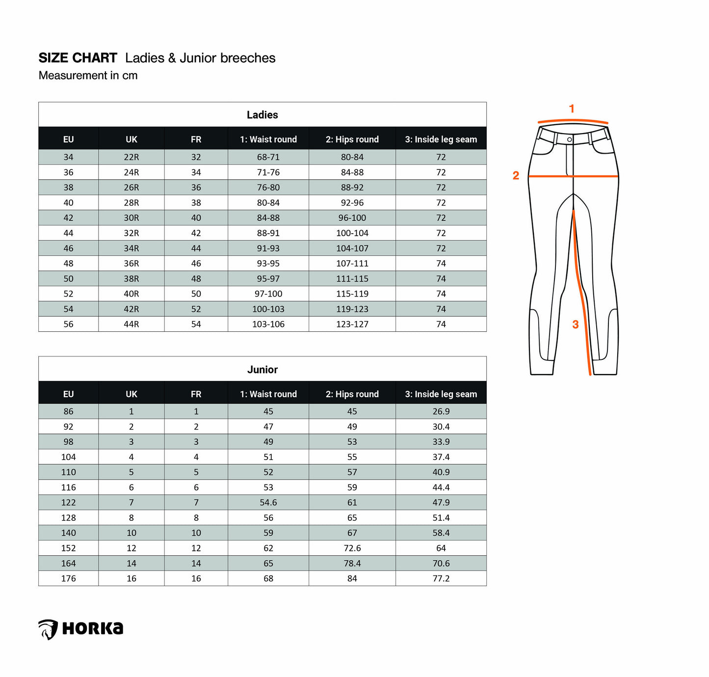Horka Ladies Riding Breeches "Alexa" White- EU40 or UK10
