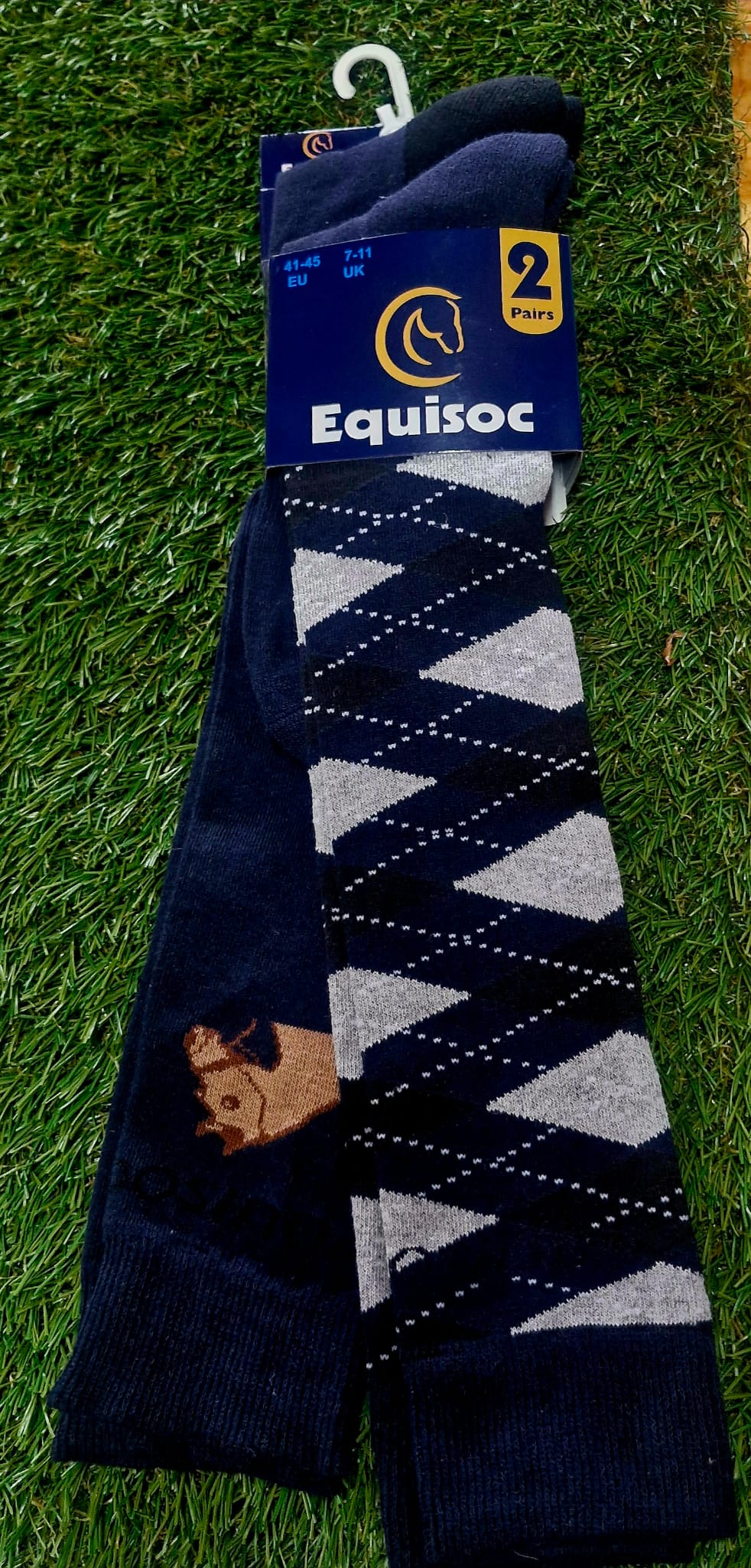 Equisoc (Ire) Hugo 10 Twin pack socks- Blue Navy Argyle- EU41-45