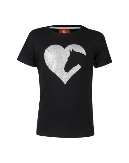 T-Shirt Black/Silver Heart-...