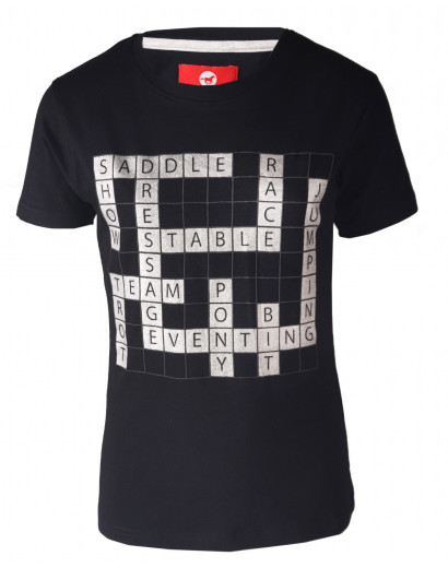 Red Horse T-shirt- Crossword- Black