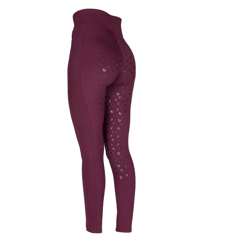 Aubrion Eltar Young Rider Riding Tights- Black Cherry