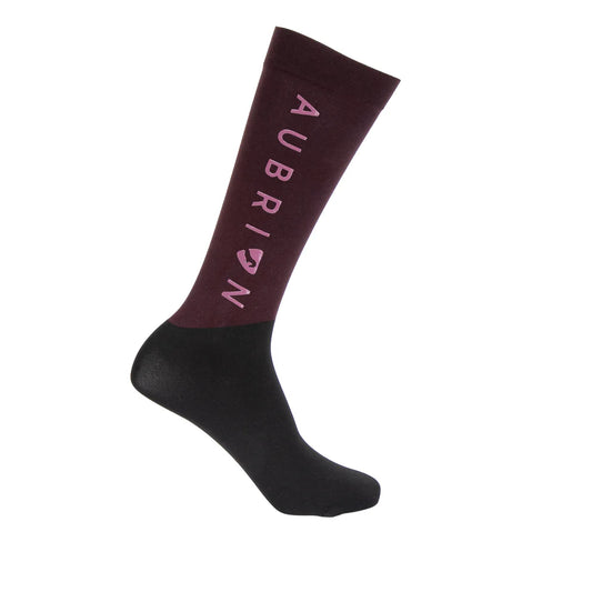 Aubrion Eltar Young Rider Socks- UK 10.5- 3.5- Black Cherry