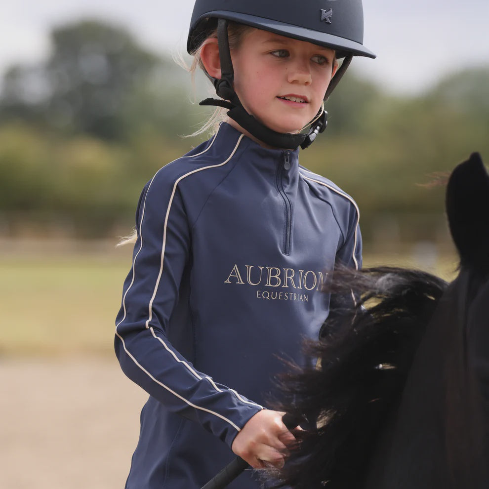 Aubrion Equestrian Long Sleeve Base Layer -Young Rider- Midnight