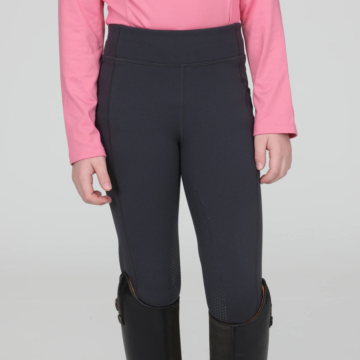Aubrion React Winter Riding Tights- Young Rider- Charcoal