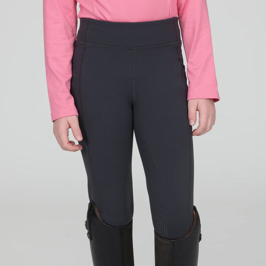 Aubrion React Winter Riding Tights- Young Rider- Charcoal