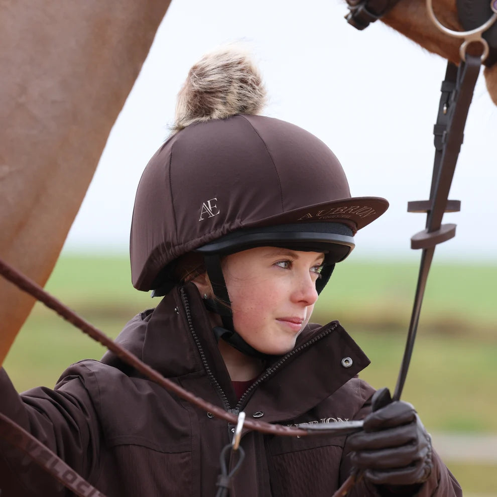 Aubrion Equestrian Hat Cover- Espresso