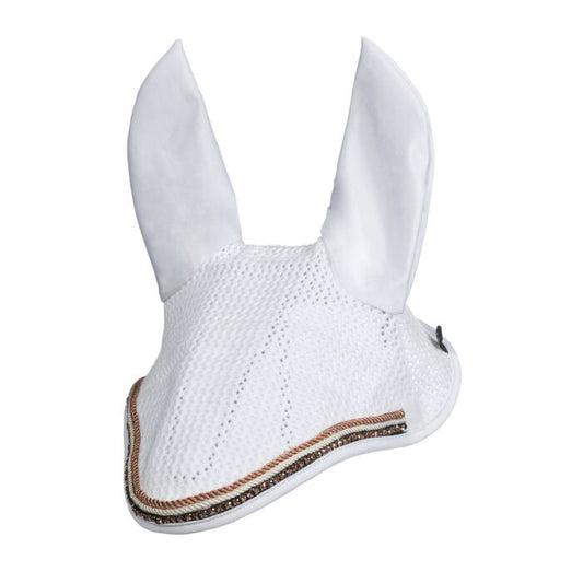 HKM Saddlecloth & Ear Bonnet Set- White/Rose Gold- Pony Size