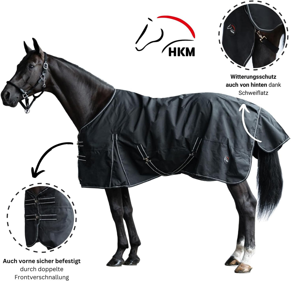 HKM Waterproof Turnout Rug- 600 Denier 400g Fill