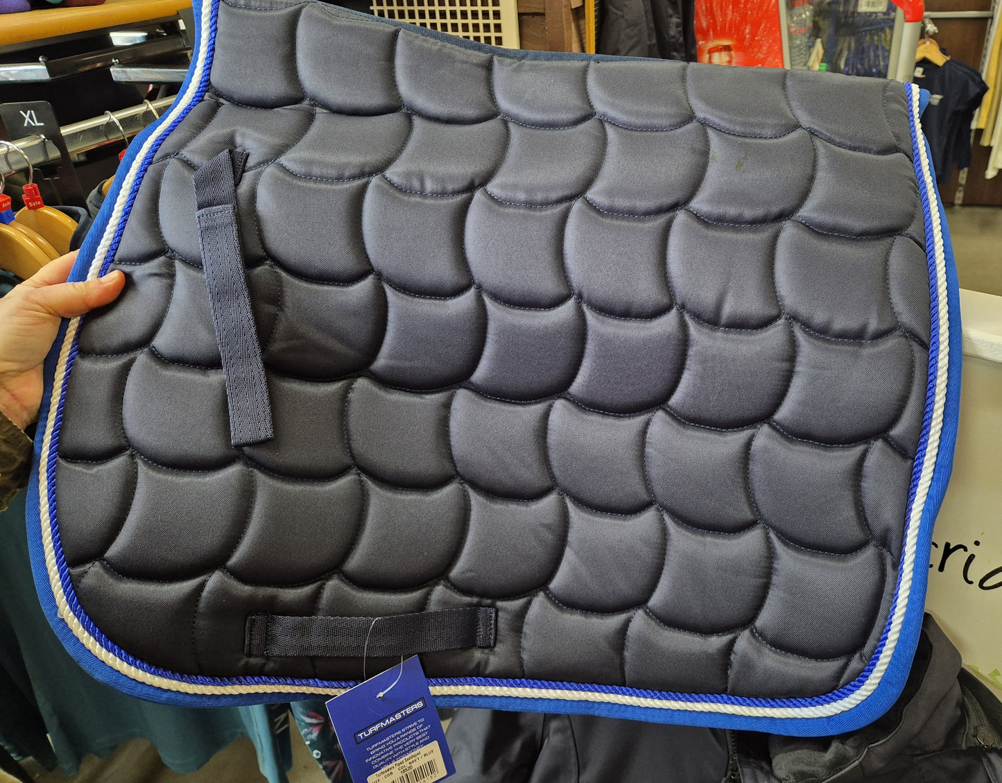 Turfmaster Piped Saddlpad- Navy/ Blue- Cob Size