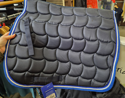 Turfmaster Piped Saddlepad- Navy/ Blue- Cob Size
