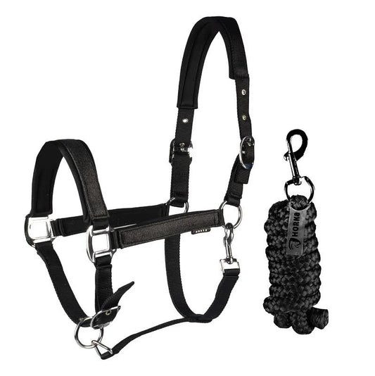Horka Headcollar & Leadrope Set "Brilliance"- Black- Shetland Size
