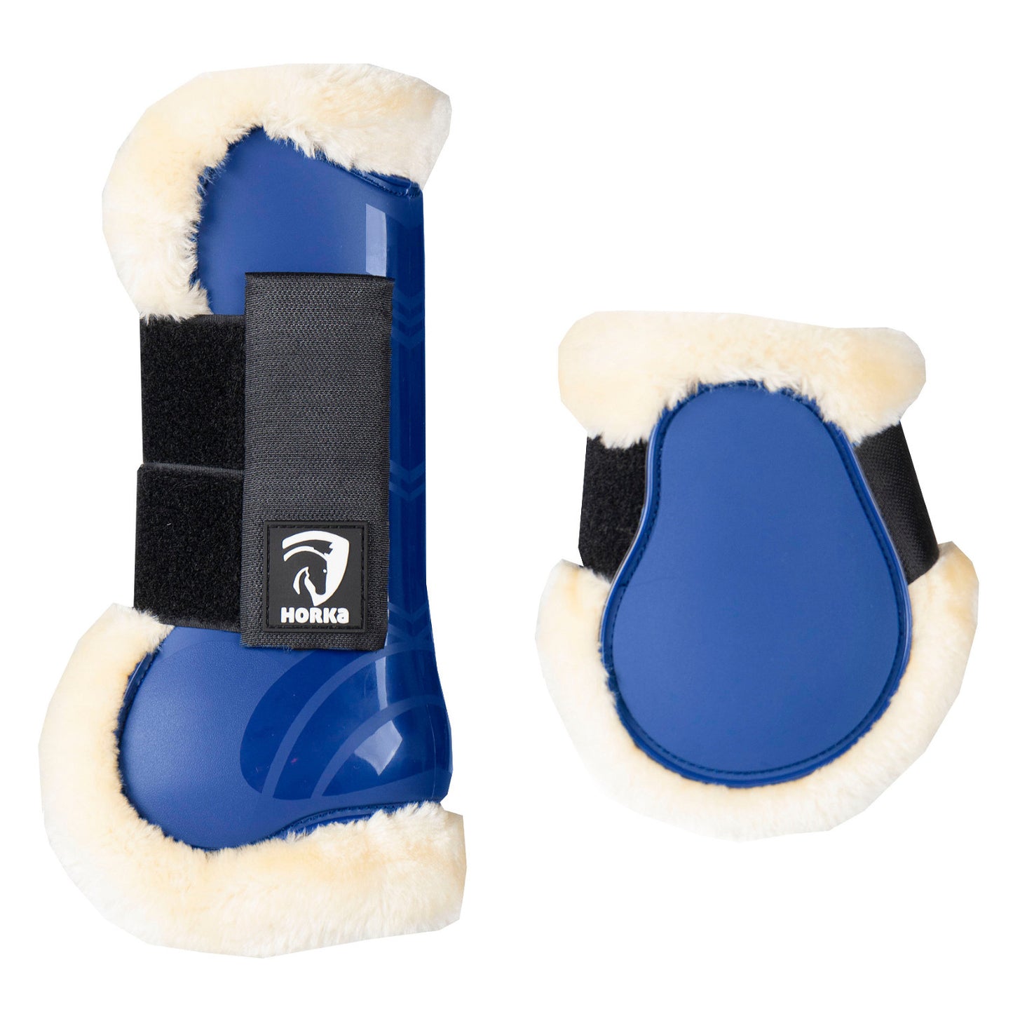 Horka Fur lined Tendon & Fetlock Boot Set- Royal Blue- Pony Size