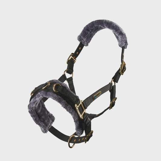 Shires Fleee Lined Lunge Cavesson- Black- Full Size