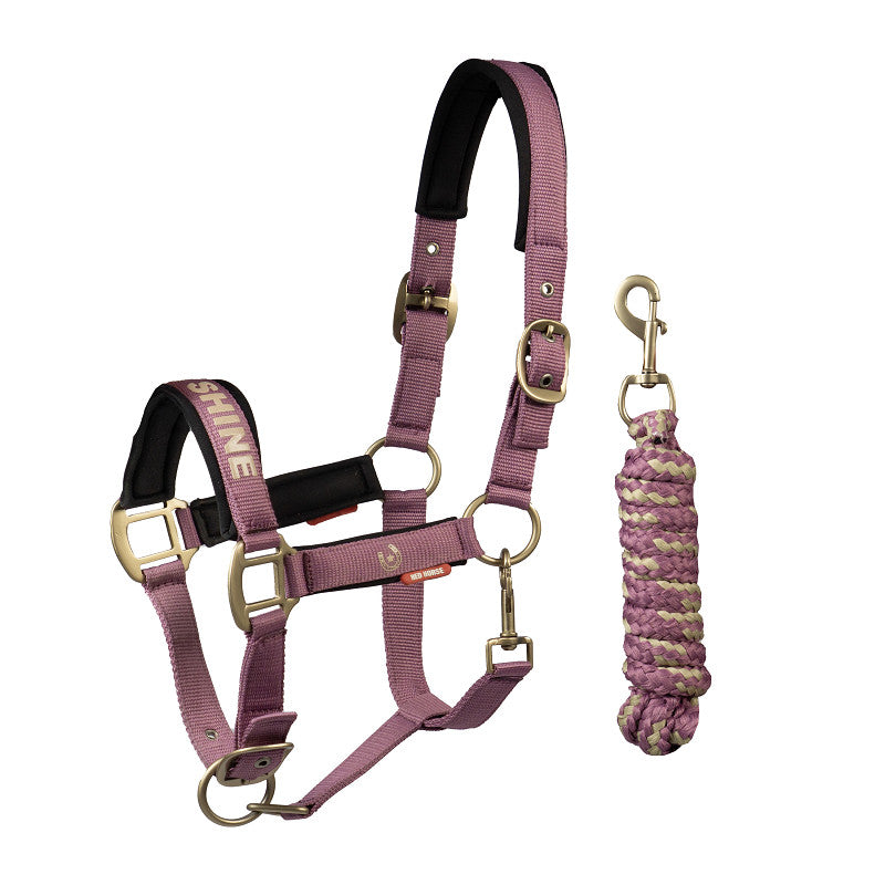Red Horse Headcollar & Leadrope Set "Kyo"- Mauve Berry