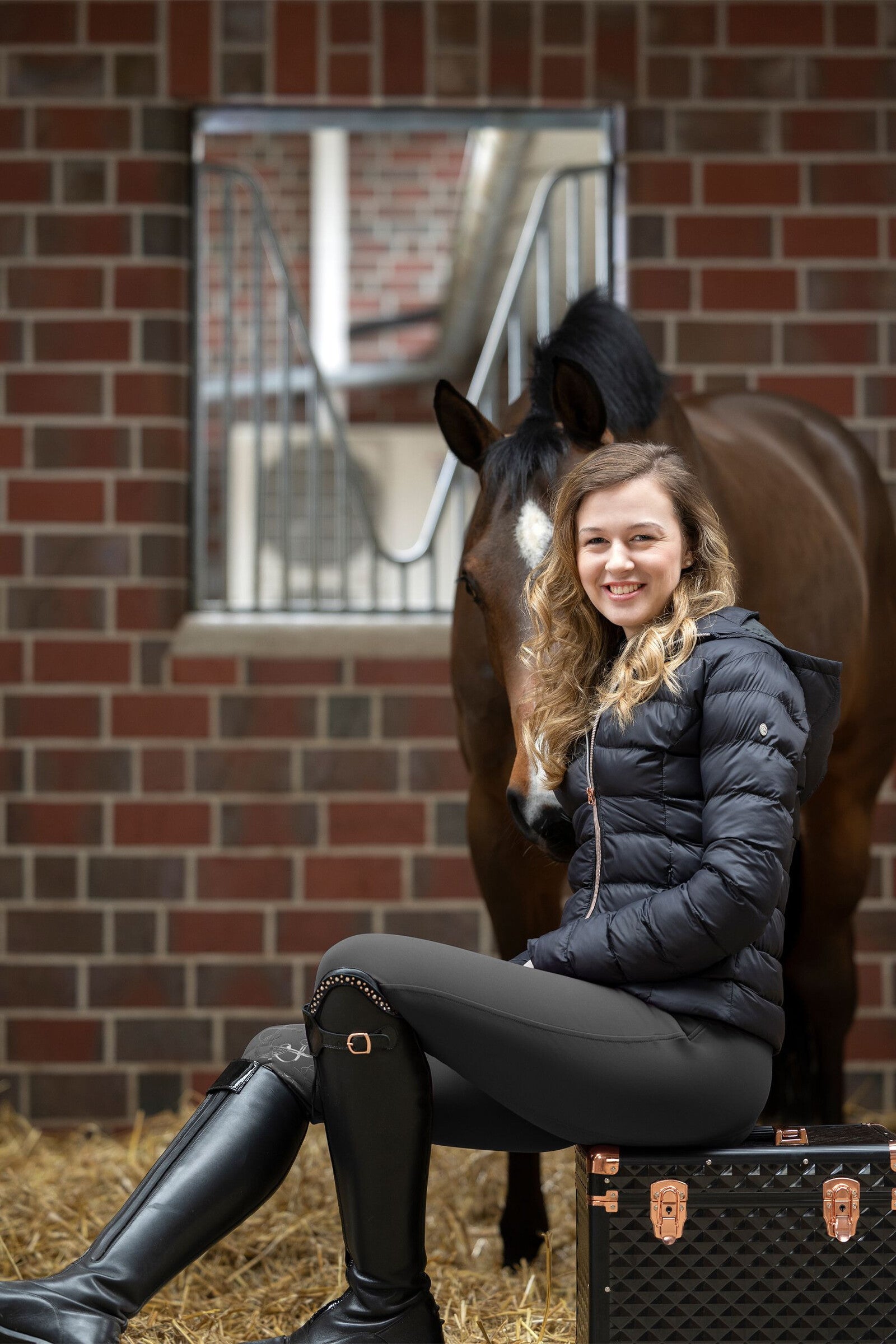 HKM Kids Quilted jacket -Lena- Black/ Rose Gold- Age 10-11