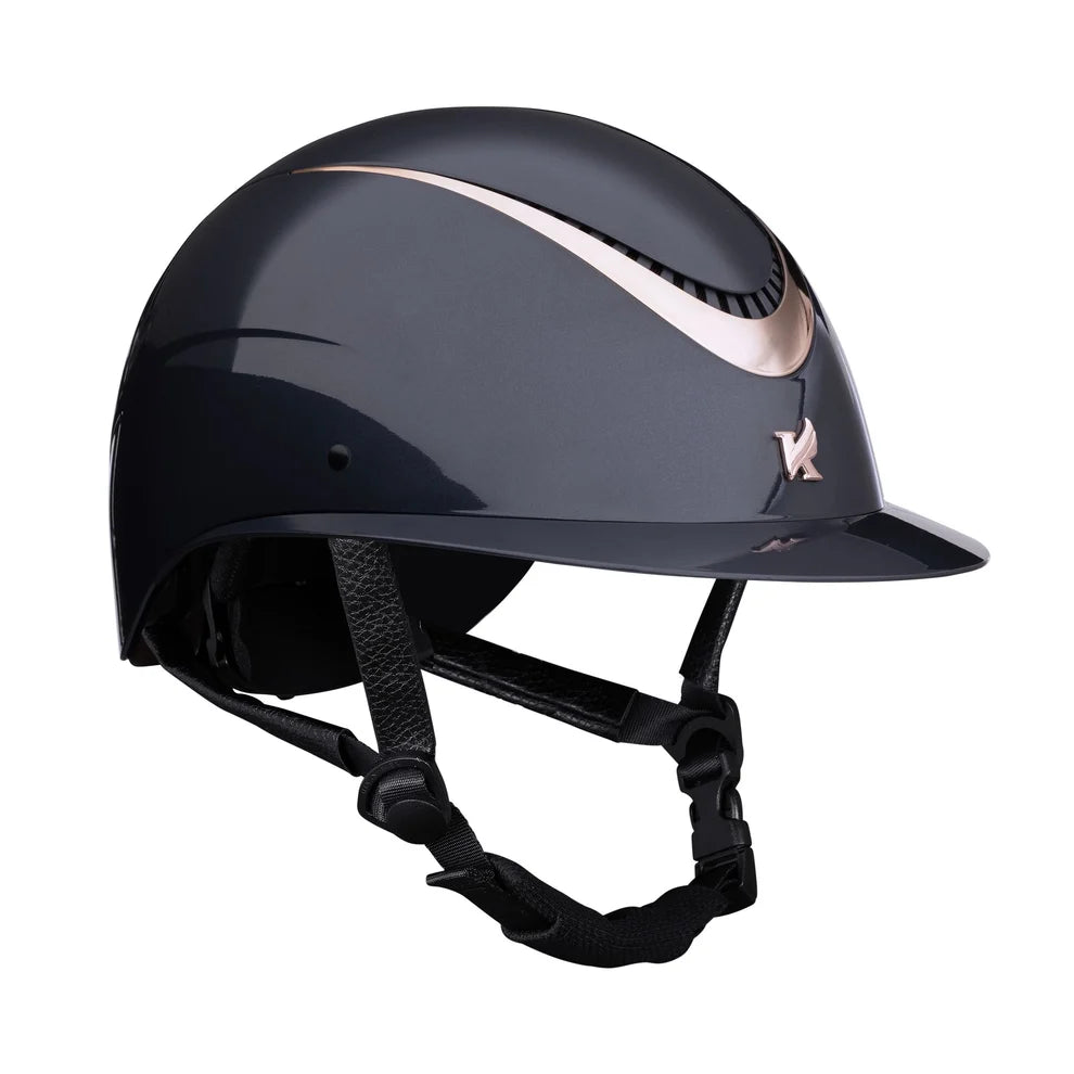Karben Alina Ellipse Wide Peak Riding Hat- Navy/Rose Gold- 52-54cm