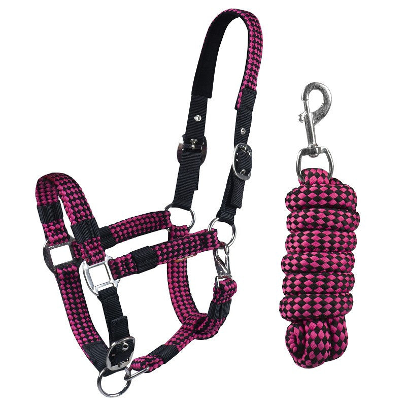 Red Horse Halter Set- Pink/Black- Cob only