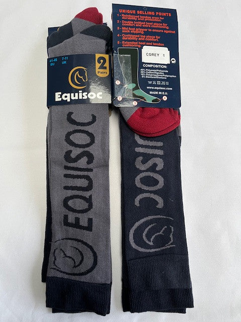 Equisoc (Ire) Mens- Corey 1 - Navy/Grey Plain- 2 Pack- UK7-11