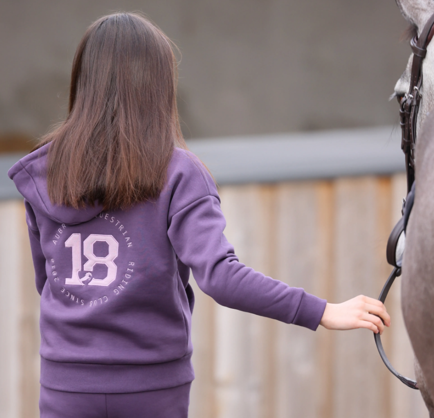 Aubrion Serene Hoodie - Young Rider- Purple- Age 7-8