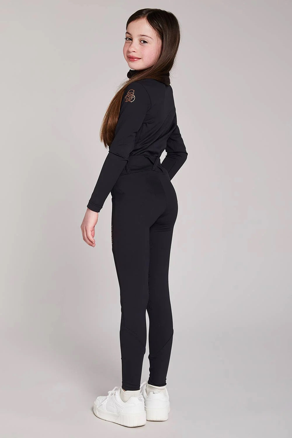 Equieire Ava Kids Riding Leggings- Black/ Rose Gold