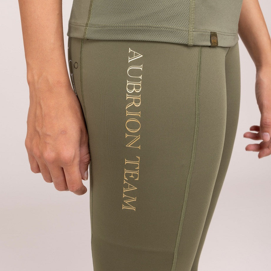 Aubrion Team Riding Tights- Ladies- Moss