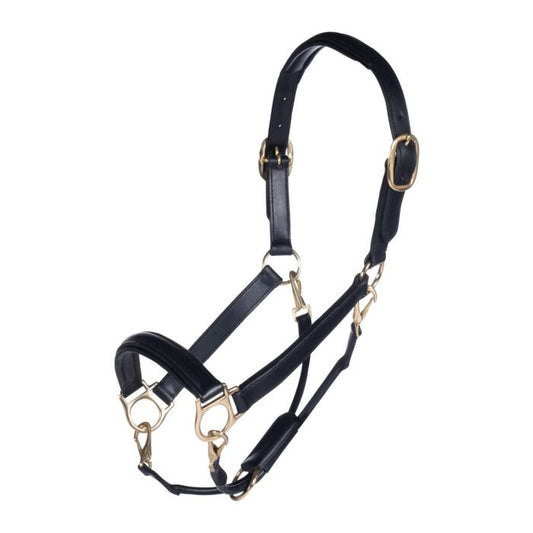 HKM Super Soft Adjustable Leather Headcollar- Black