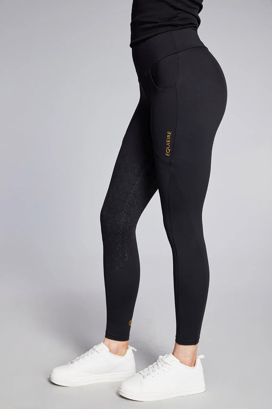 Equieire Jessica 3/4 Grip Ridding Leggings - Black With Rose Gold