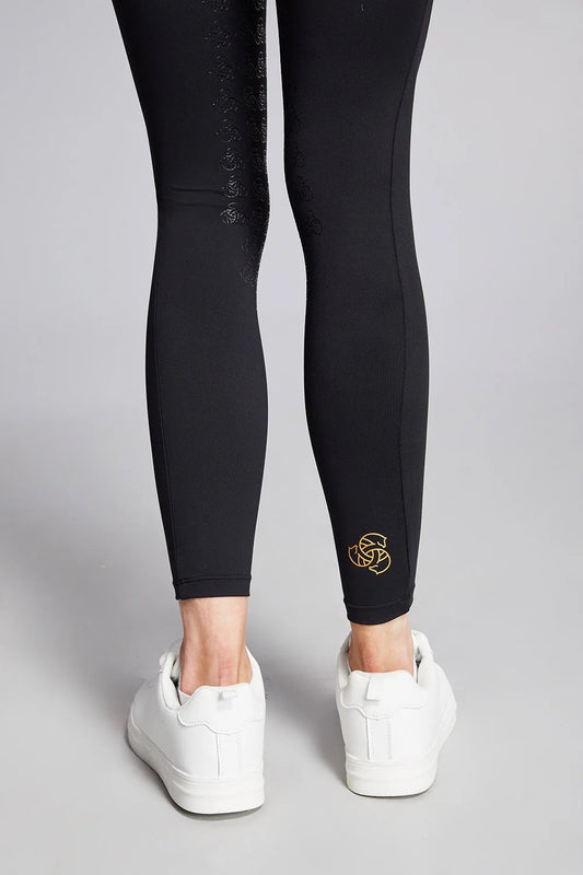 Equieire Jessica 3/4 Grip Ridding Leggings - Black With Rose Gold