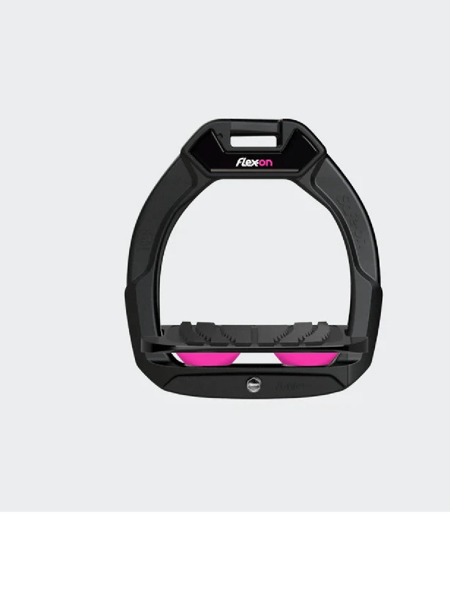 Flex On 'Safe On' Safety Stirrups Junior Black/Pink