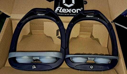 Flex On GC2 Stirrups- Adults- Navy/ Grey Elastomer with Ultra Grip
