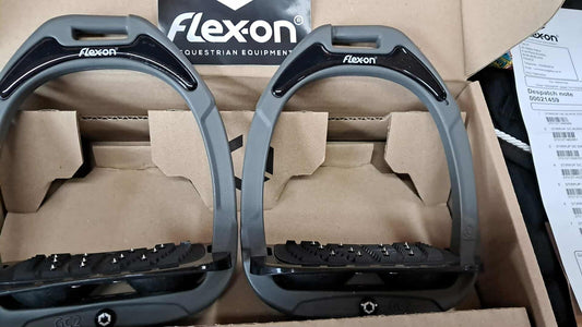 Flex On GC2 Stirrups- Adults- Dark Grey/ Grey Elastomer with Ultra Grip