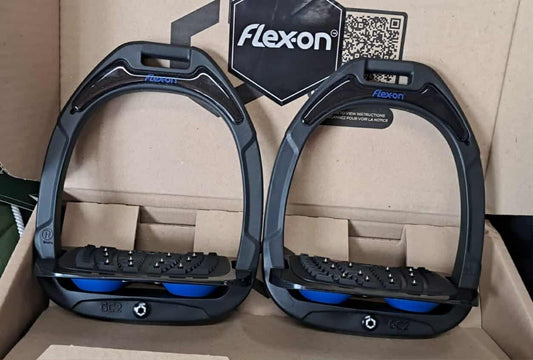 Flex On GC2 Stirrups- Adults- Black/Royal Blue Elastomer with Ultra Grip