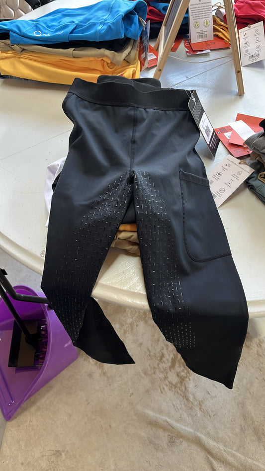 HKM Black Riding leggings - Flow - full silicone seat - Age 7-9 Years