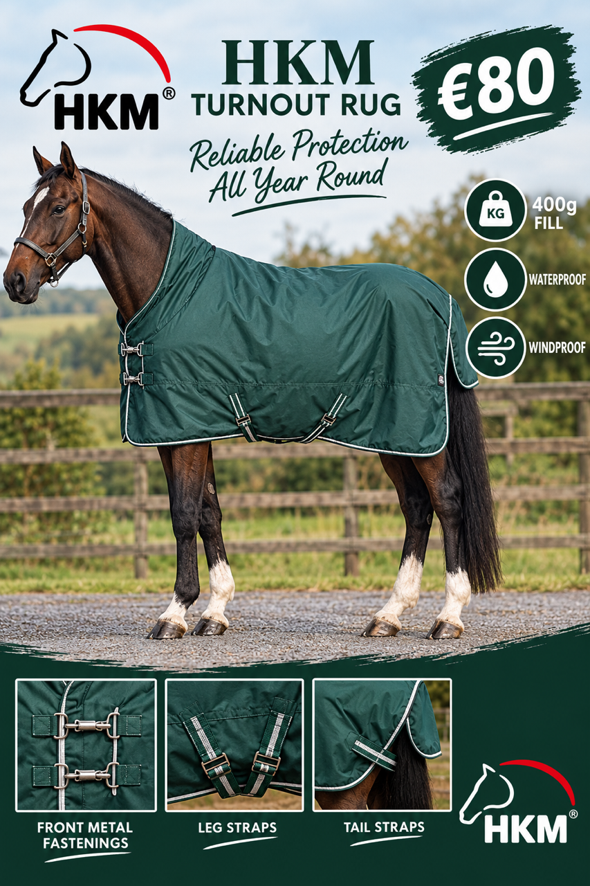 HKM Waterproof Turnout Rug- 600 Denier 400g Fill- Was €100