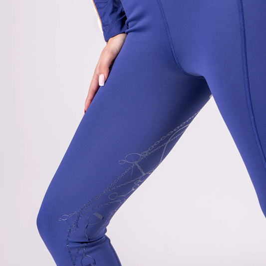 Aubrion Team Full Grip Ladies Winter Riding Tights - Blue