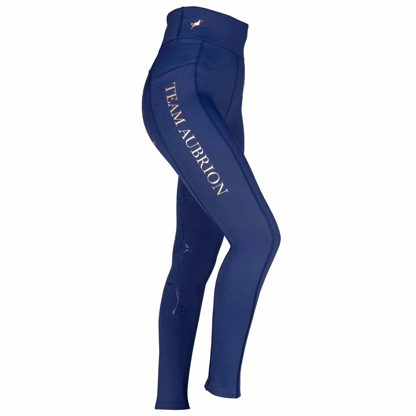Aubrion Team Full Grip Ladies Winter Riding Tights - Blue